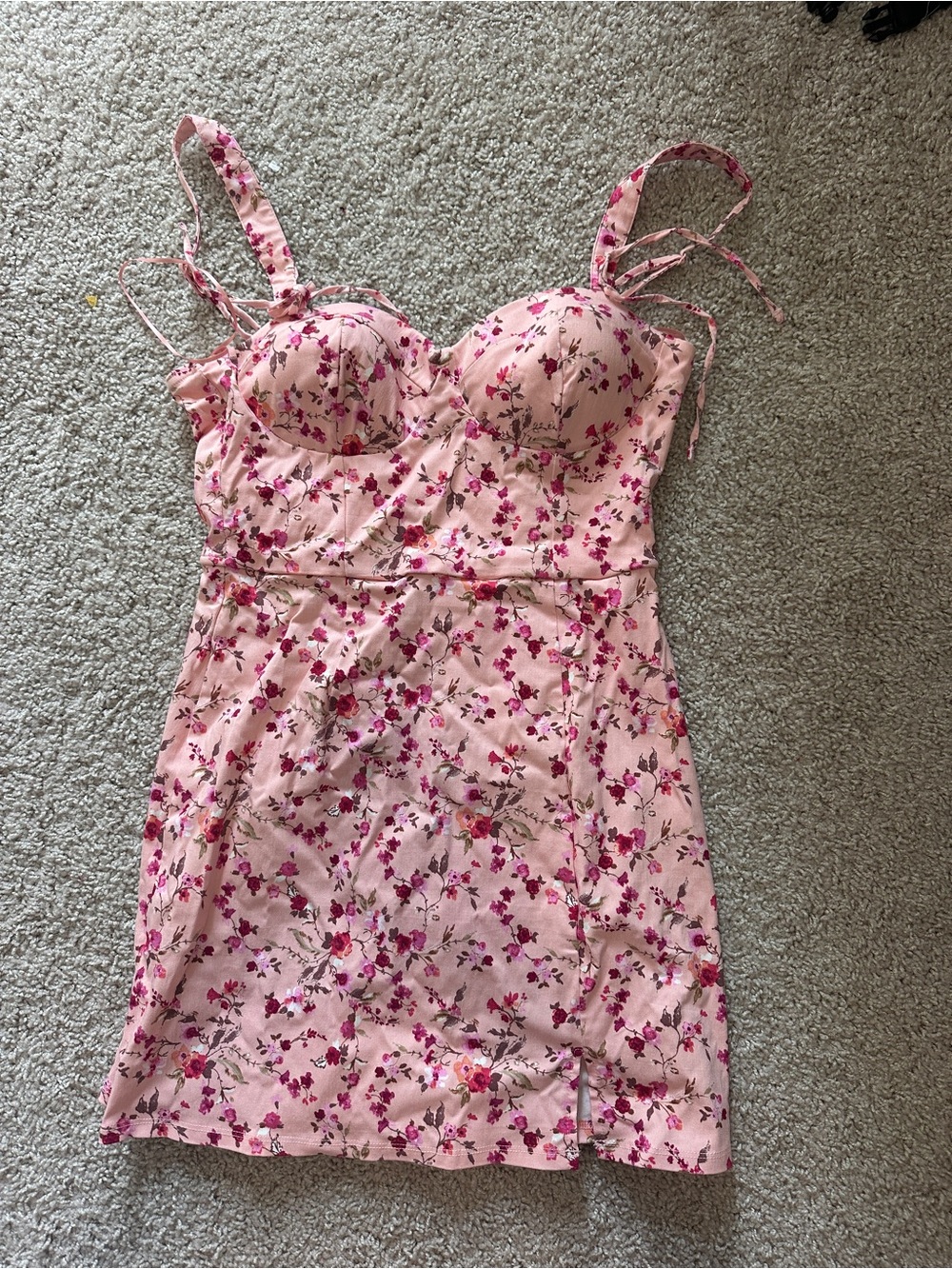 Francesca's Pink Floral Bustier Dress